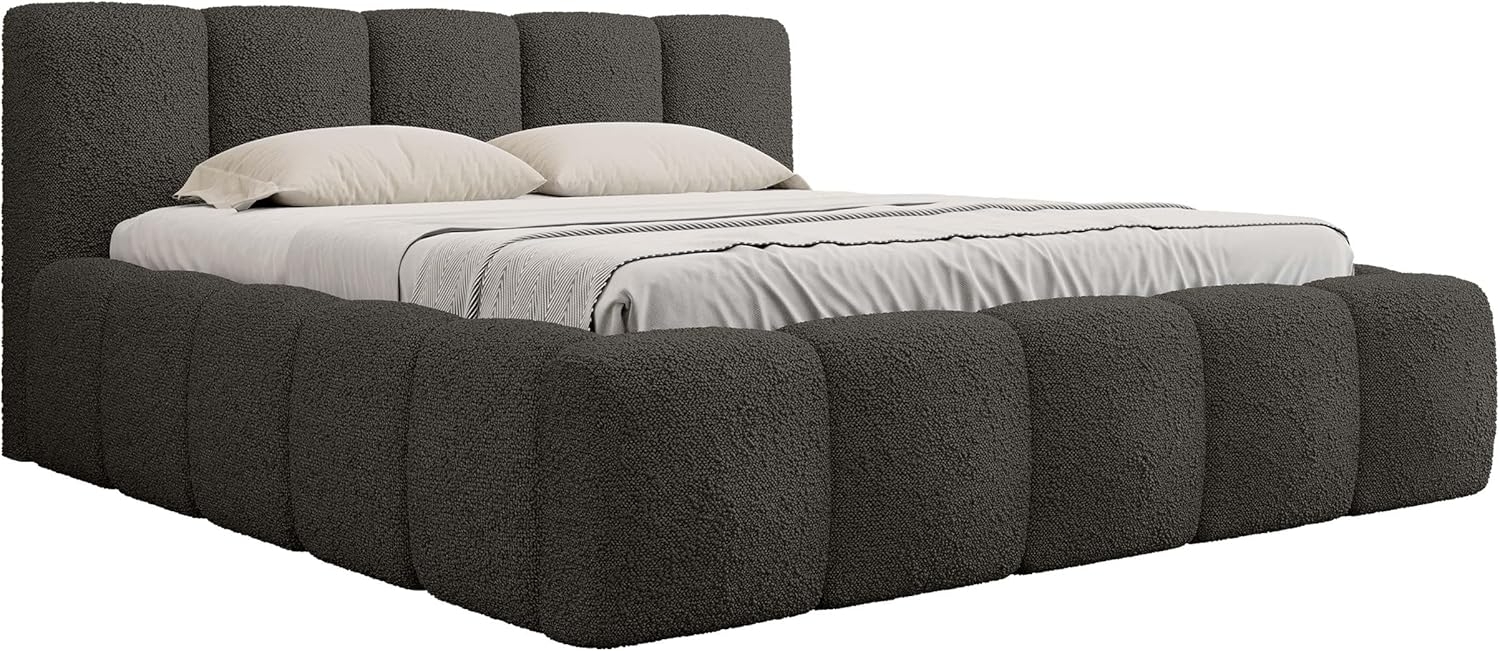 Mirjan24 'Koweni' Polsterbett mit Bettkasten, Bouclé, Anthrazit, 160x200 cm Bild 1