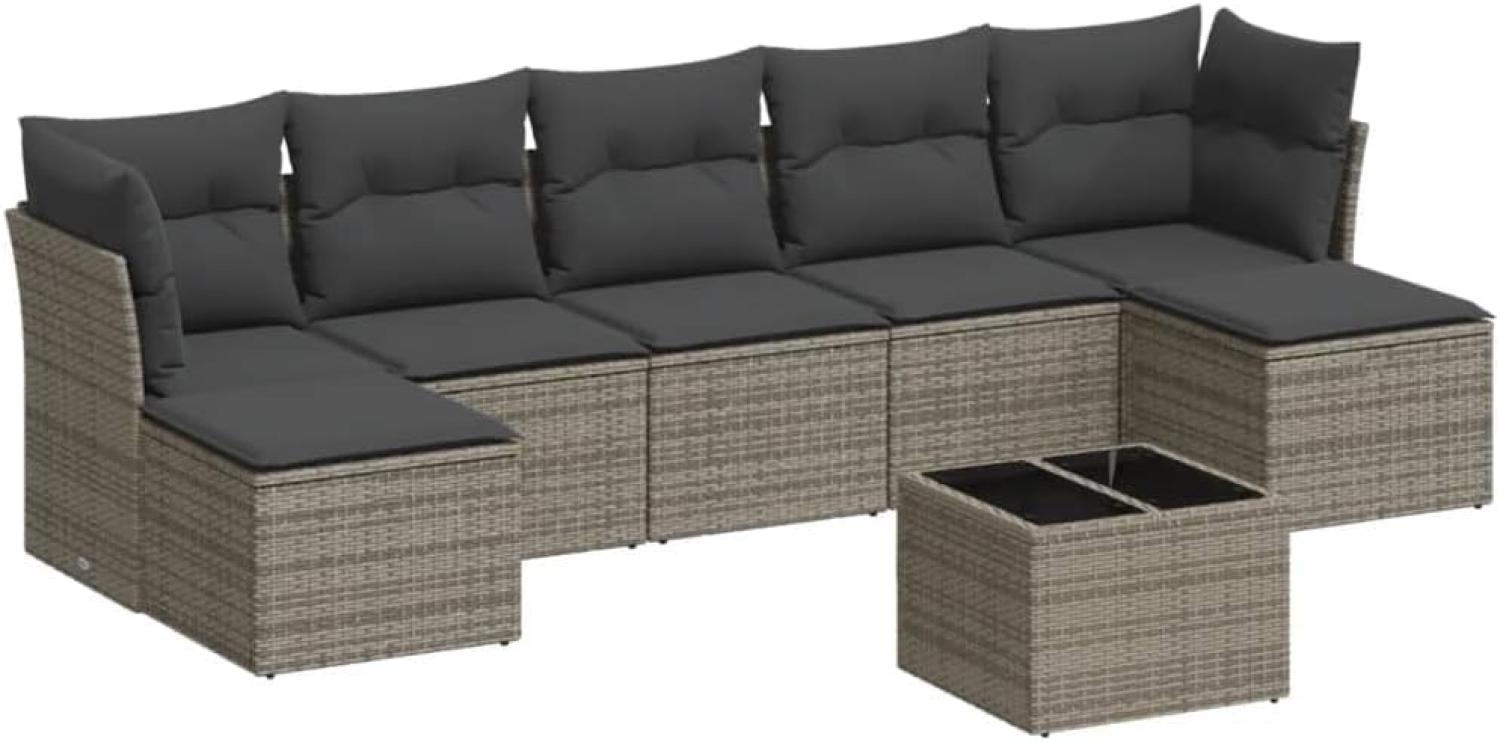 vidaXL 8-tlg. Garten-Sofagarnitur mit Kissen Grau Poly Rattan 3218040 Bild 1