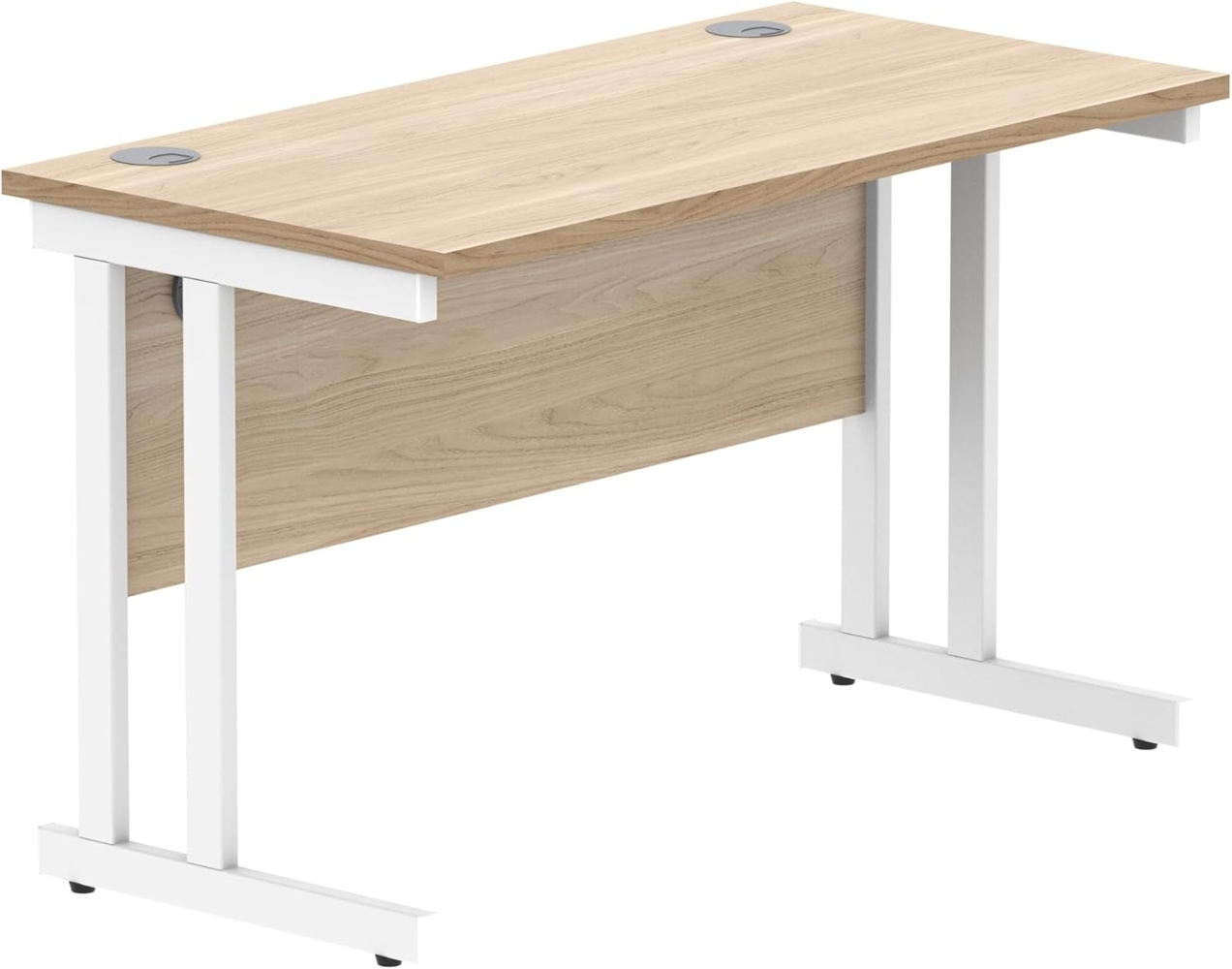 office hippo Essentials Rechteckiger Schreibtisch-Computer-Arbeitsplatz, Heimbürotisch mit Kabelanschluss-Management, 120x60 cm, Holz, Kanadische Eiche Bild 1