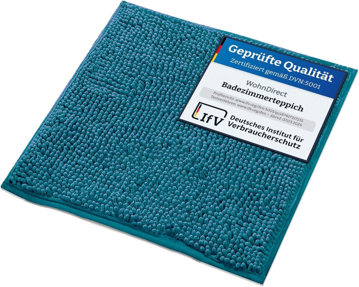 WohnDirect Badematte 45x45 cm | Petrol - rutschfest & Waschbar - Badezimmerteppich zum Set kombinierbar, Badvorleger, WC Garnitur, Badteppich Bild 1
