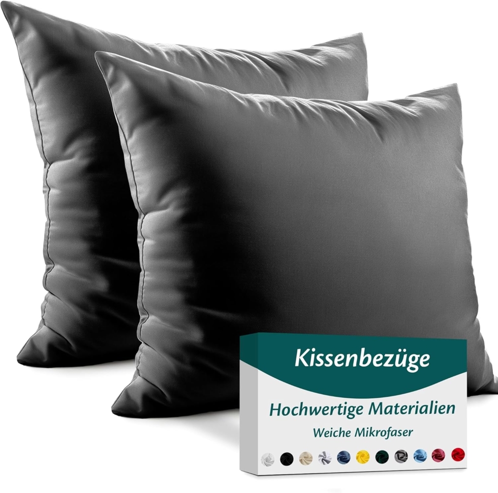 Kissenbezug 60x60 Mikrofaser Premium 2er Set Kissenhülle Deko für Kissen Sofa/Bett Stoff Superweicher Resistent Hypoallergen Anti-Milben Atmungsaktiv Kopfkissenbezug mit Verdecktem Zip Voll Waschbar Bild 1