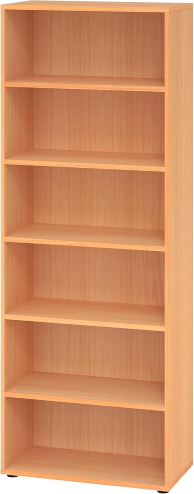 bümö Regal Buche, Standregal aus Holz für 6 Ordnerhöhen - Bücherregal 80 cm breit, Aktenregal für Ordner & Bücher, Büroregal, Holzregal, Ordnerregal, Aufbewahrungsregal, Buchregal, 968RE-6 Bild 1