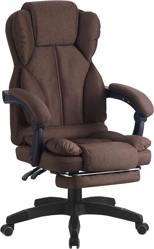 Schreibtischstuhl Bürostuhl Stoff Gamingstuhl Racing Chair Chefsessel mit Fußstütze Braun Bild 1