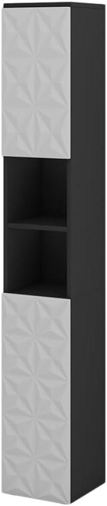 Vicco Hochschrank Badschrank Badezimmermöbel Edge Schwarz Weiß modern 30x190 cm Badkommode Badezimmer Schrank Badmöbel 2 Türen 6 Fächer Bild 1