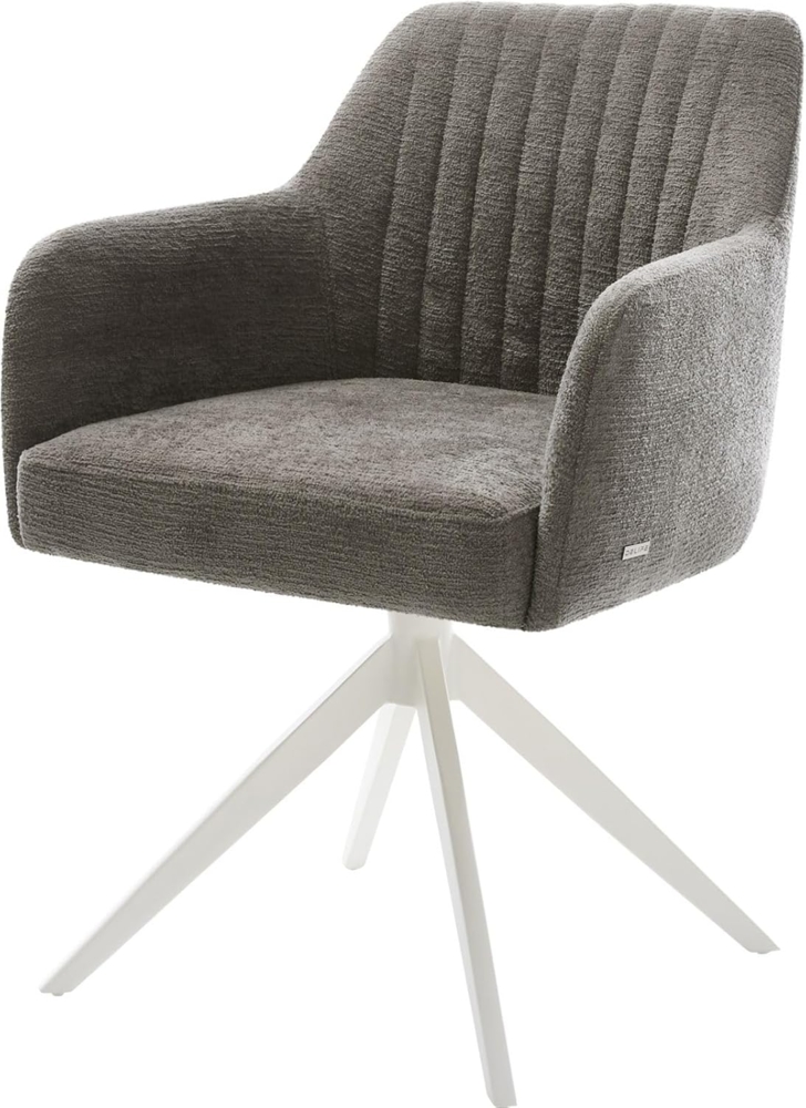 Drehstuhl Greg-Flex Bouclé Soft Schlamm Kreuzgestell breit Weiß 360° drehbar Wippfunktion Taschenfederkern Bild 1