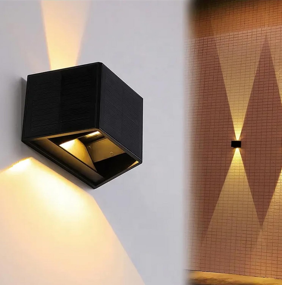 Arnusa LED Außen-Wandleuchte Wandlampe Solarleuchte kabellos hell Außenleuchte Wandleuchte außen, Einstellbarer Lichtkegel, Dämmerungsschalter, LED fest integriert, warmweiß, verstellbarer Lichtkegel einfache Montage Bild 1