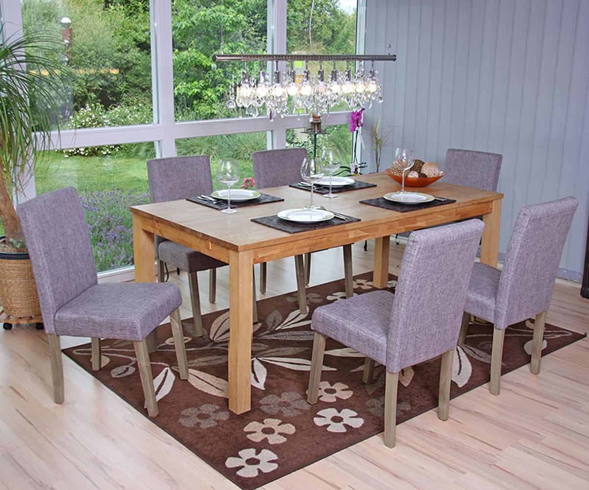 6er-Set Esszimmerstuhl Littau, Stuhl Küchenstuhl ~ Textil, grau, Beine Struktur - Eiche Bild 1