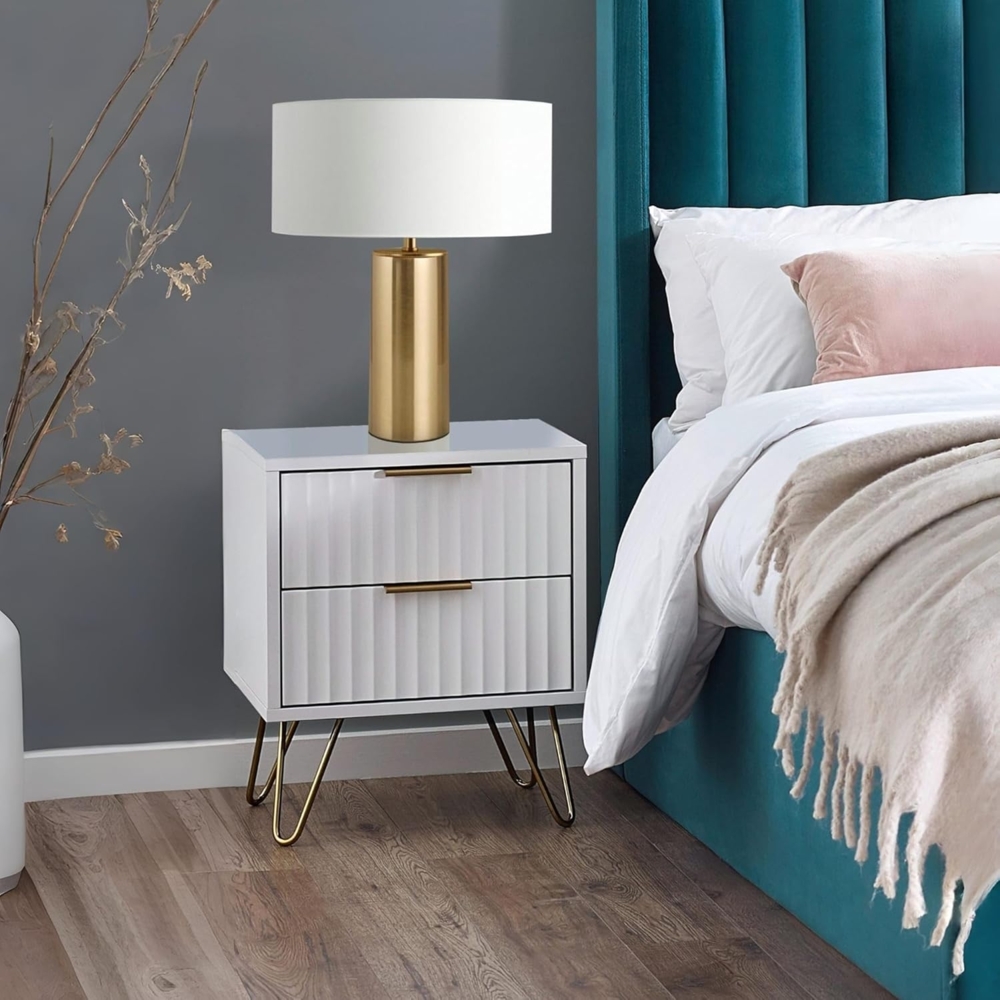 Julian Bowen Murano Nachttisch mit 2 Schubladen, mattweiß Bild 1