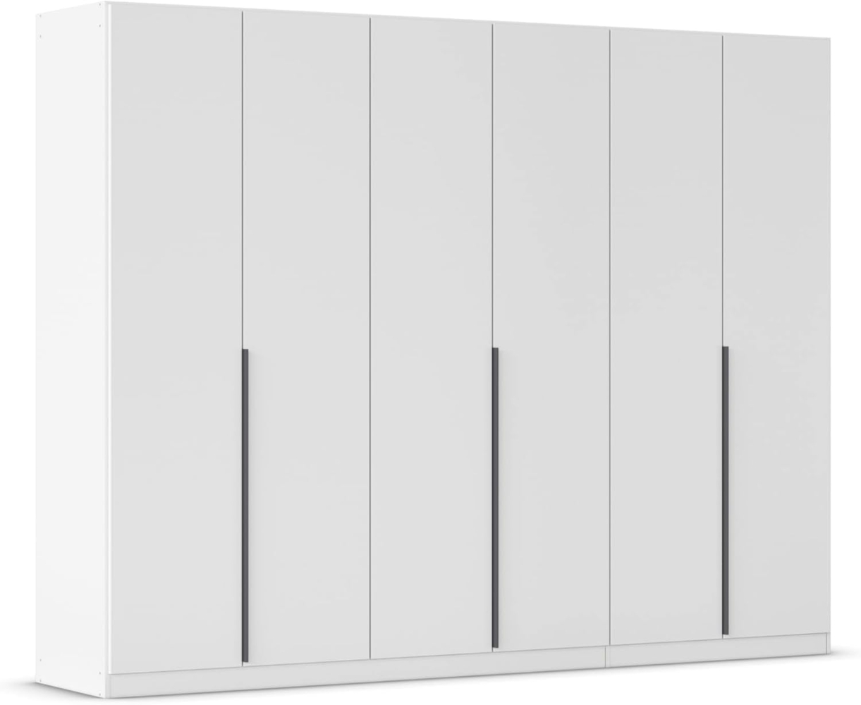 Rauch Möbel Alabama, Kleiderschrank, Garderobenschrank, 6-türig, Zubehör Classic, 3 Kleiderstangen, 6 Einlegeböden, Farbe Weiß, Griff Grau metallic, 271 x 210 x 54 cm Bild 1
