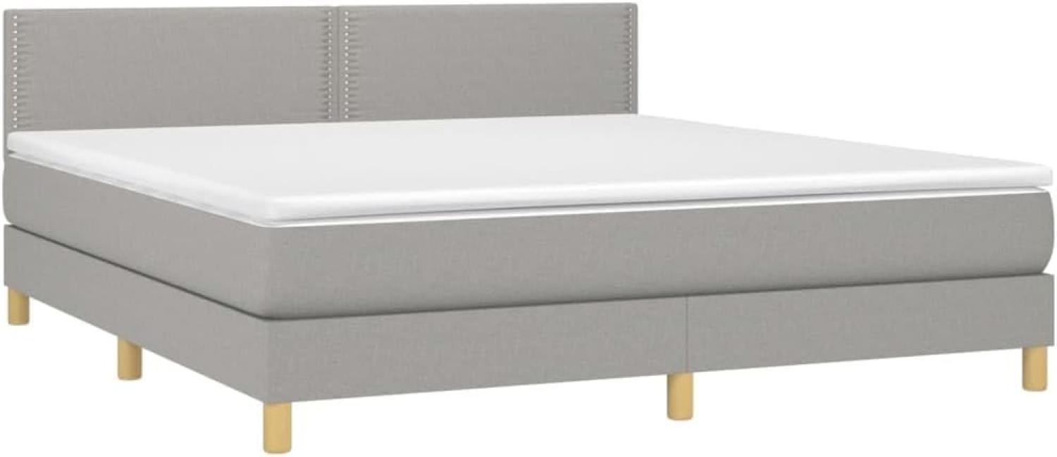 vidaXL Boxspringbett mit Matratze Hellgrau 160x200 cm Stoff 3140545 Bild 1