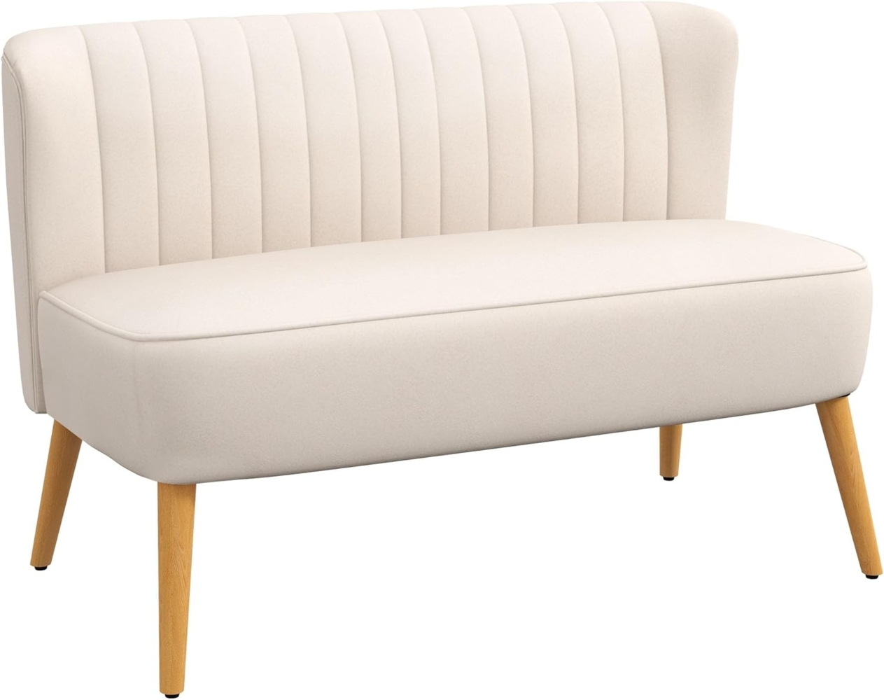 HOMCOM 2-Sitzer Zweisitzer, Loveseat mit Leinenoptik, Doppelsofa mit Holzbeine, Polstersofa 1 Teile, für Wohnzimmer, Cremeweiß Bild 1