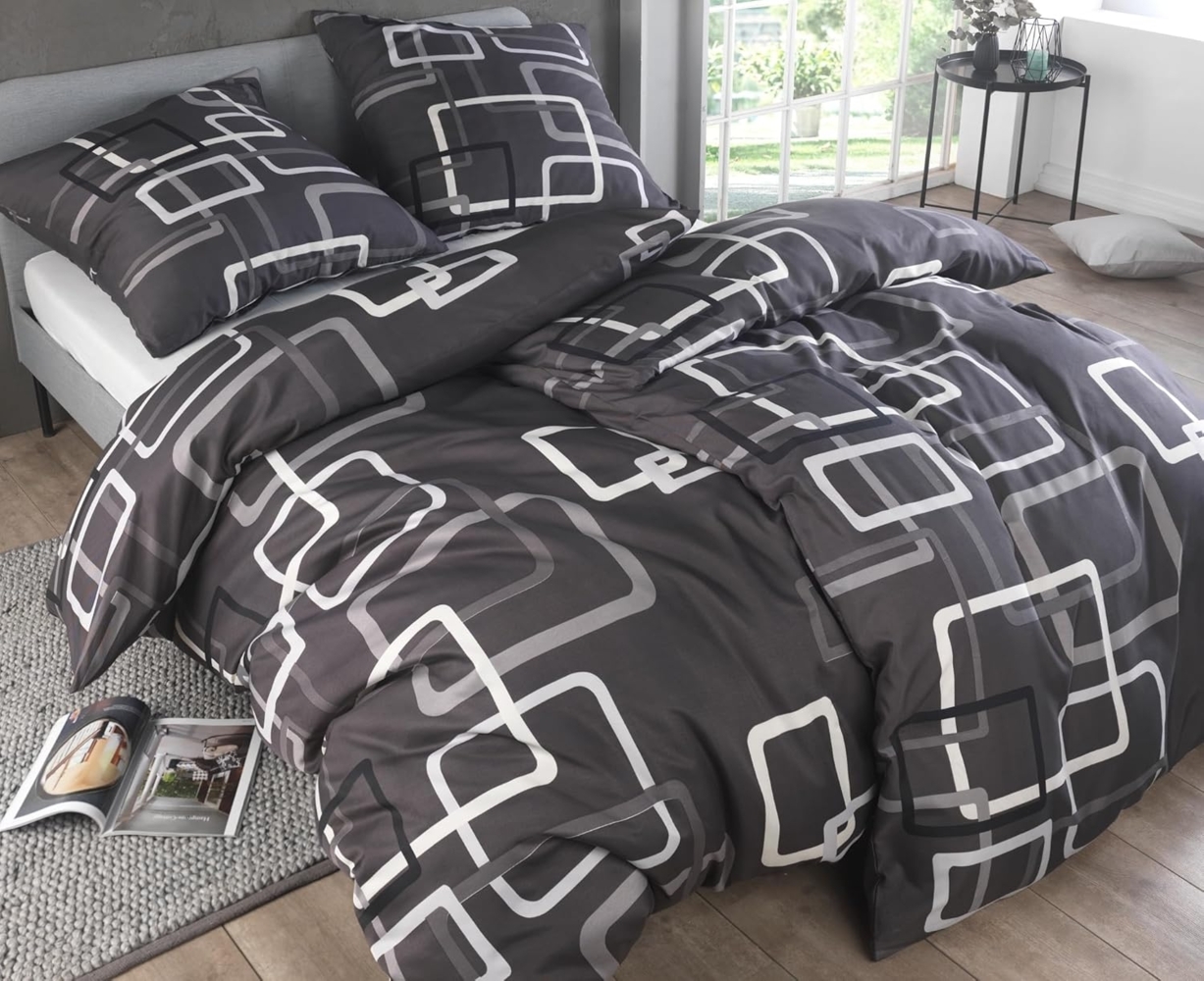 Kuscheli® Bettwäsche 135x200 4 teilig | ÖkoTex Zertifiziert & für Allergiker geeignet |Bettwäsche Set mit je 2 Bettbezügen 135x200 & Kissenbezügen 80x80 | modern Karos Bild 1