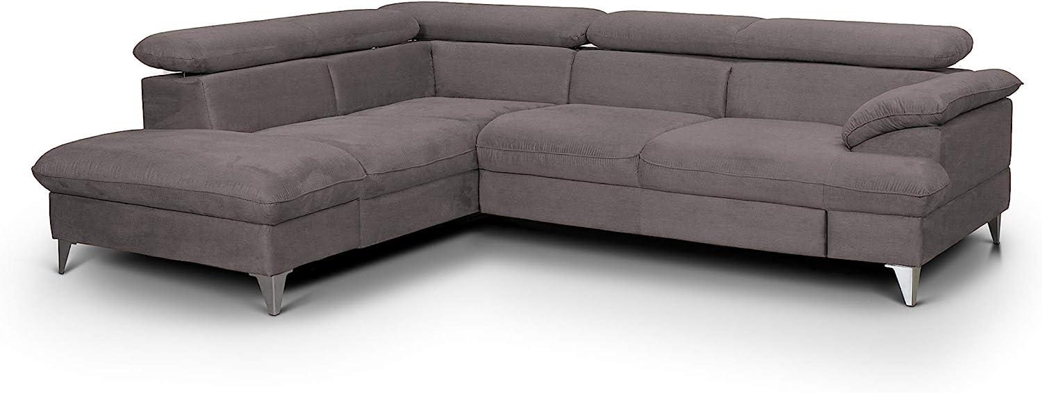 Mivano Schlafsofa David / Moderne Eckcouch mit verstellbaren Kopfstützen, Schlaffunktion und Stauraum / 256 x 71 x 208 / Mikrofaser-Bezug, Hellbraun Bild 1