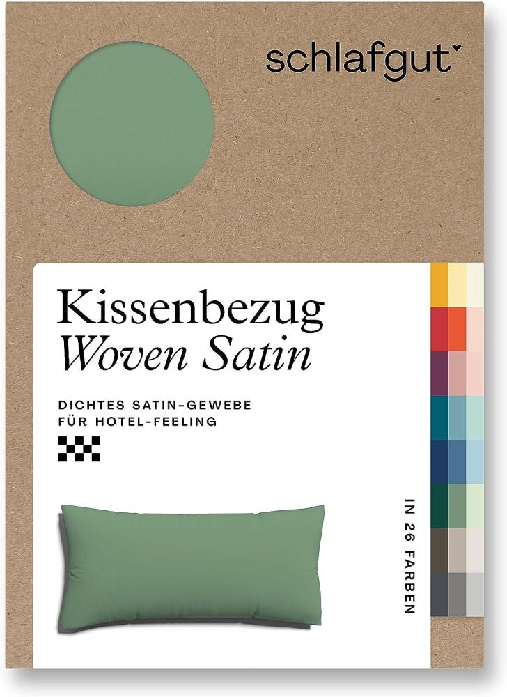 Schlafgut Woven Satin Bettwäsche|Kissenbezug einzeln 40x80 cm| green-midSchlafgut Woven Satin Bettwäsche Bild 1