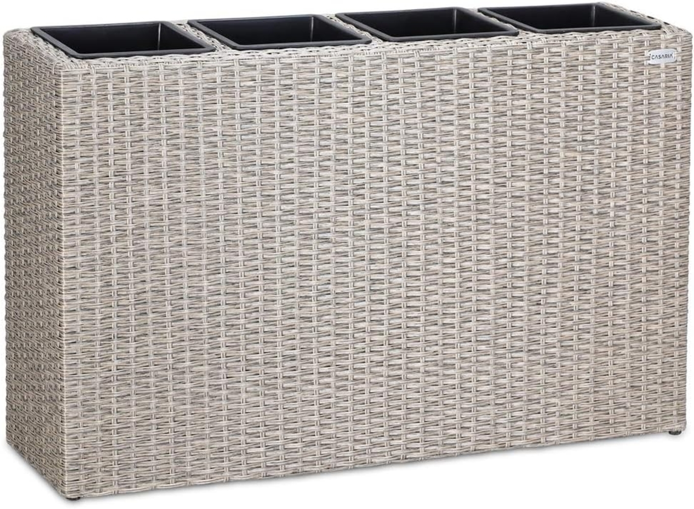 Casaria Pflanzkübel, 4 Innentöpfe Herausnehmbar Polyrattan 95 x 27 x 60 cm Blumentopf Creme Bild 1