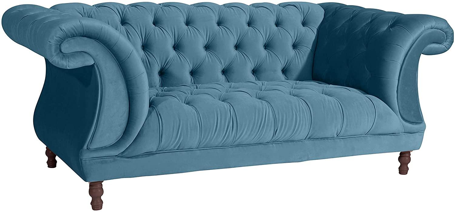 Ivette Sofa 2-Sitzer Samtvelours Petrol Buche Nussbaumfarben Bild 1