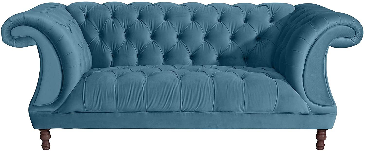 Ivette Sofa 2-Sitzer Samtvelours Petrol Buche Nussbaumfarben Bild 1