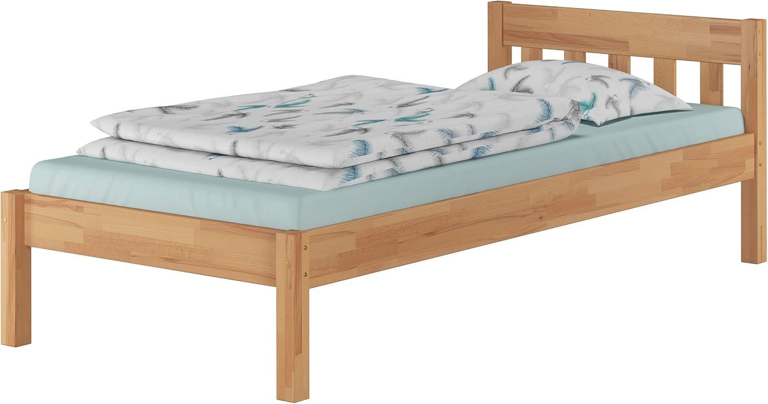 Erst-Holz Einzelbett mit Kopfteil Überlänge Buchebett geölt Massivholz 100x220 ohne Zubehör Bild 1