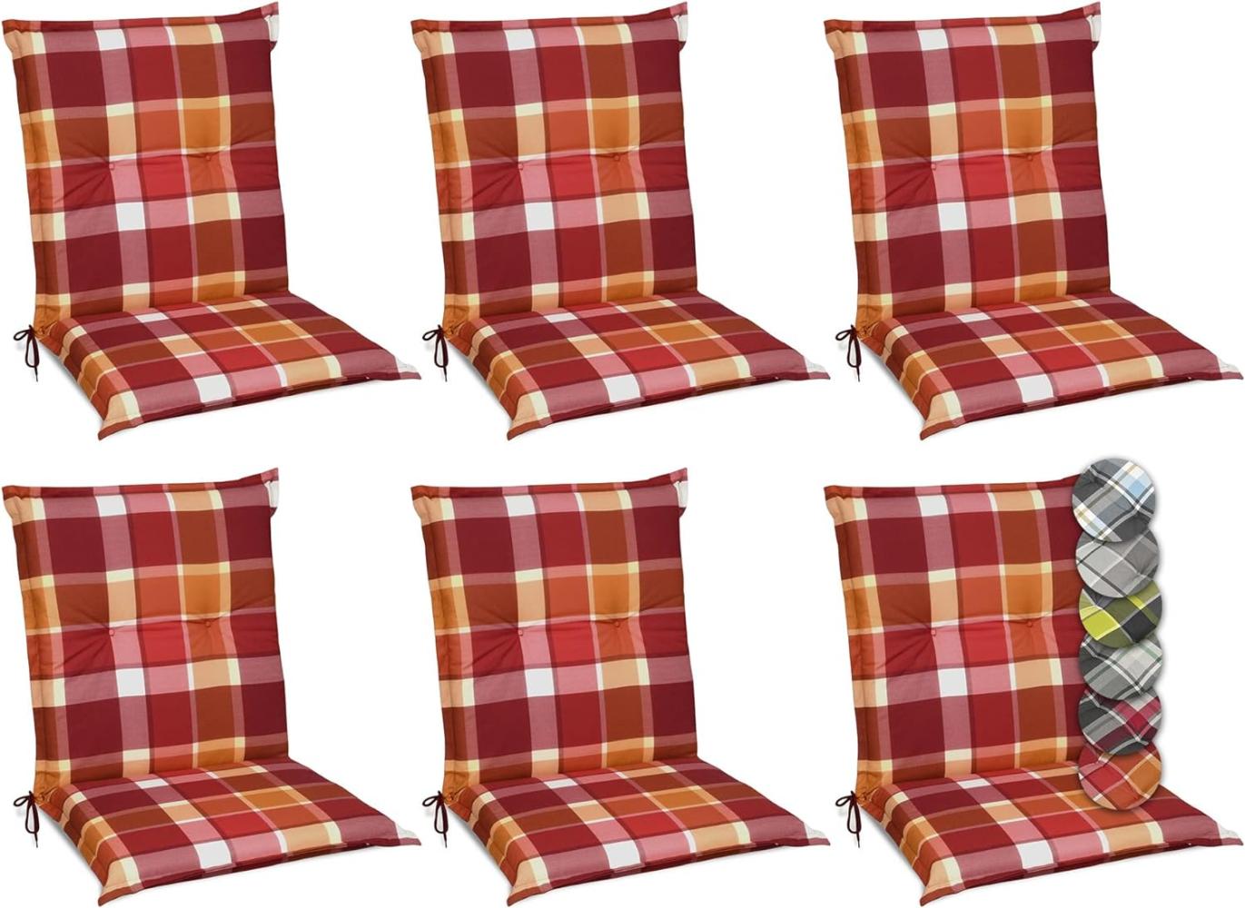 6er Set Beautissu Niedriglehner Auflage Sunny 100x50x6cm Rot Bild 1