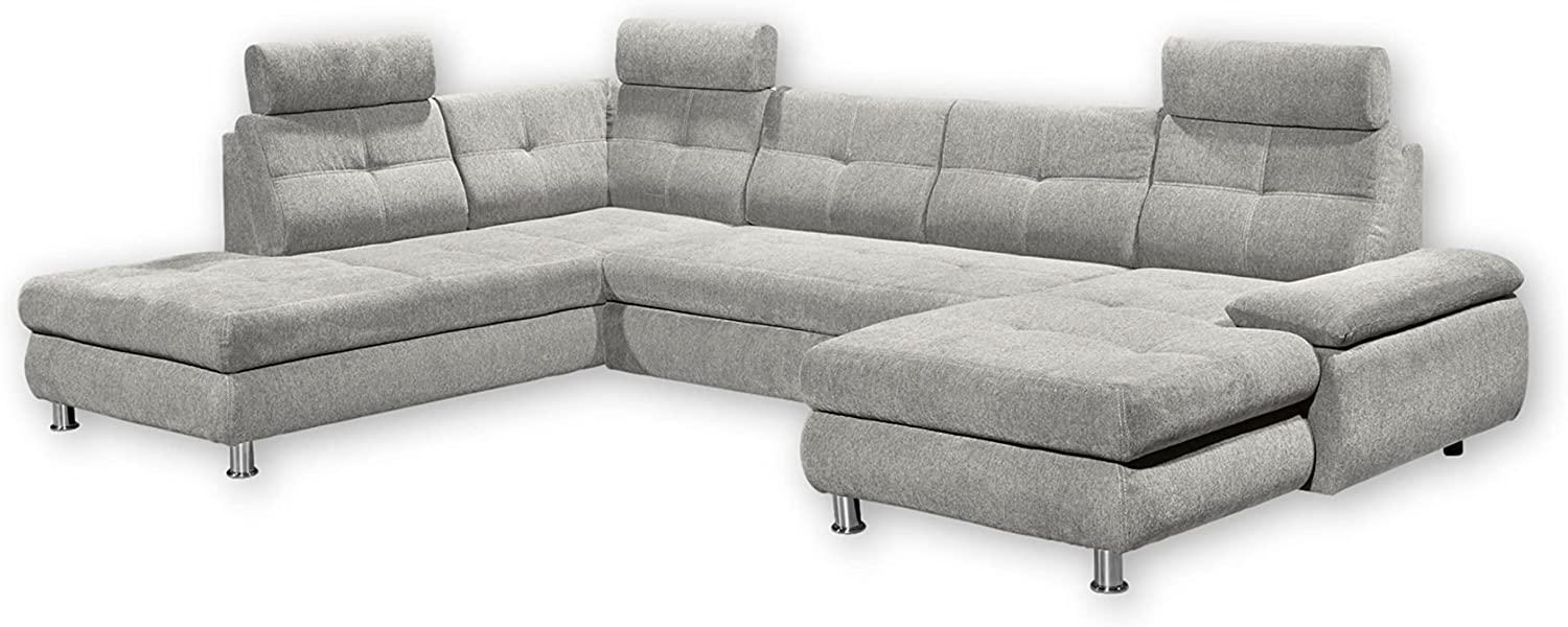 Wohnlandschaft Alba von ED Exciting Design mit Schlaffunktion & Bettkasten – U-Form Sofa aus hochwertigem Brego-Stoff Bild 1