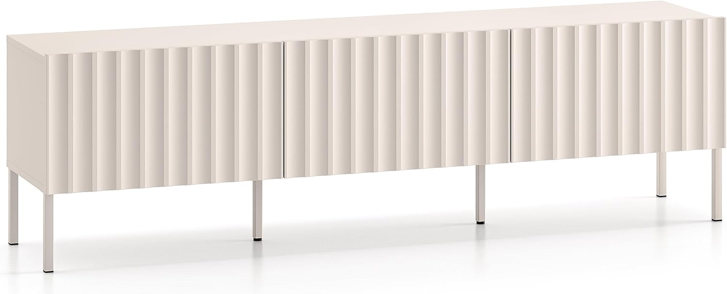 Selsey 'Derriva' TV-Lowboard mit geriffelten Fronten, hellbeige, ca. 50 x 170 x 37 cm Bild 1