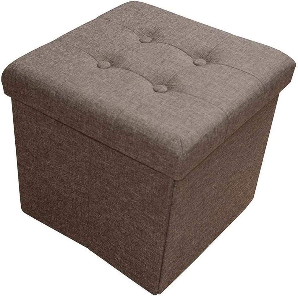 Style home Sitzhocker Sitzbank mit Stauraum, Faltbare Aufbewahrungsbox Sitztruhe Sitzwürfel Fußablage, belastbar bis 300 kg, aus Leinen, 38 * 38 * 38 cm (Braun) Bild 1