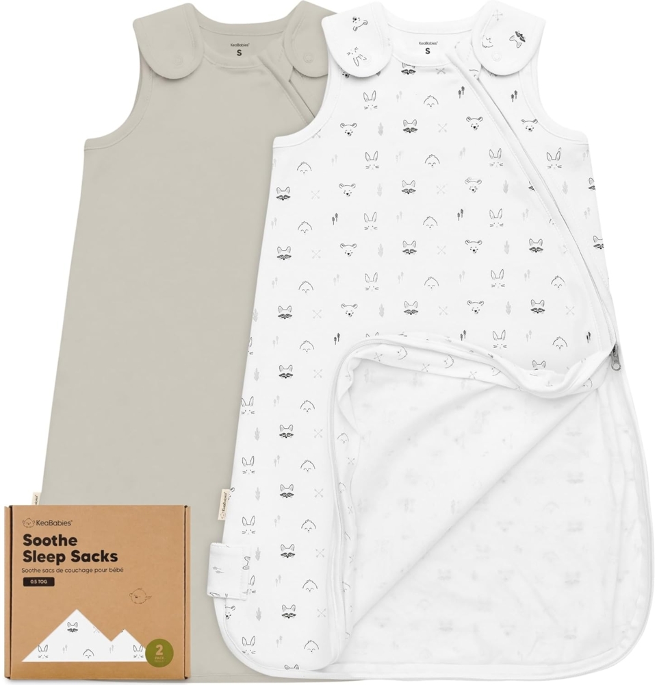 KeaBabies 2er-Pack Bio-Schlafsäcke 100% Baumwolle – Babyschlafsack, tragbare Babydecke, Schlafsack für Babys, Pucksack für Kleinkinder, Neugeborene, Säuglingsschlafsack, Mädchen, Junge (Nordic, S) Bild 1