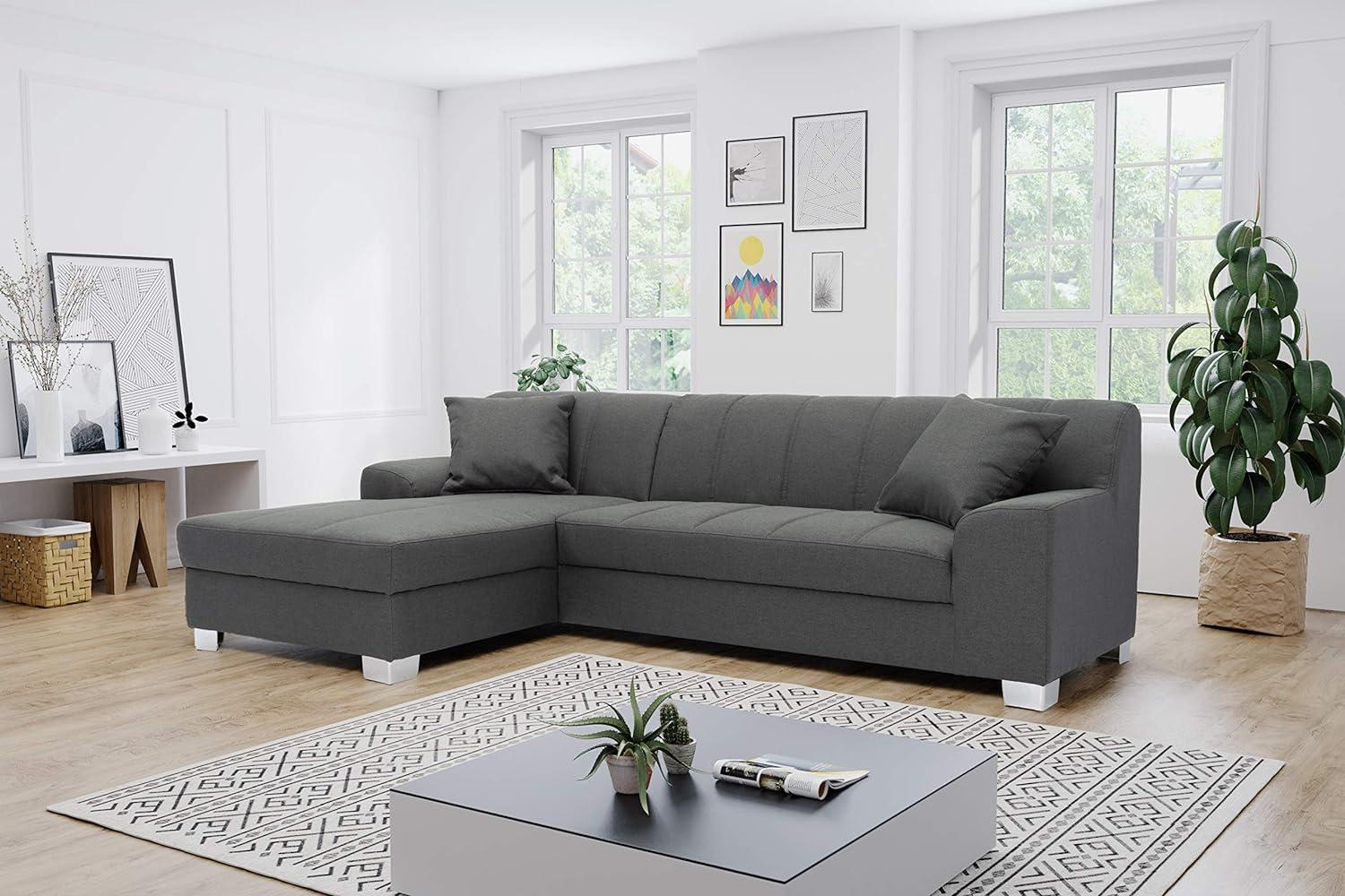 DOMO Collection Capri Ecksofa | Eckcouch in L-Form, Polsterecke Sofa Garnitur, dunkelgrau, 239x152x75 cm Bild 1