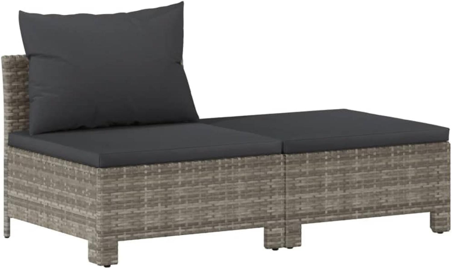 vidaXL 2-tlg. Garten-Lounge-Set mit Kissen Grau Poly Rattan 362690 Bild 1