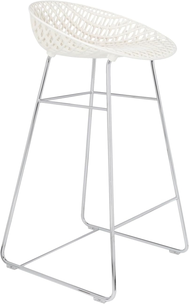 Kartell Smatrik Stool, Barhocker, Weiß mit Chromstruktur Bild 1