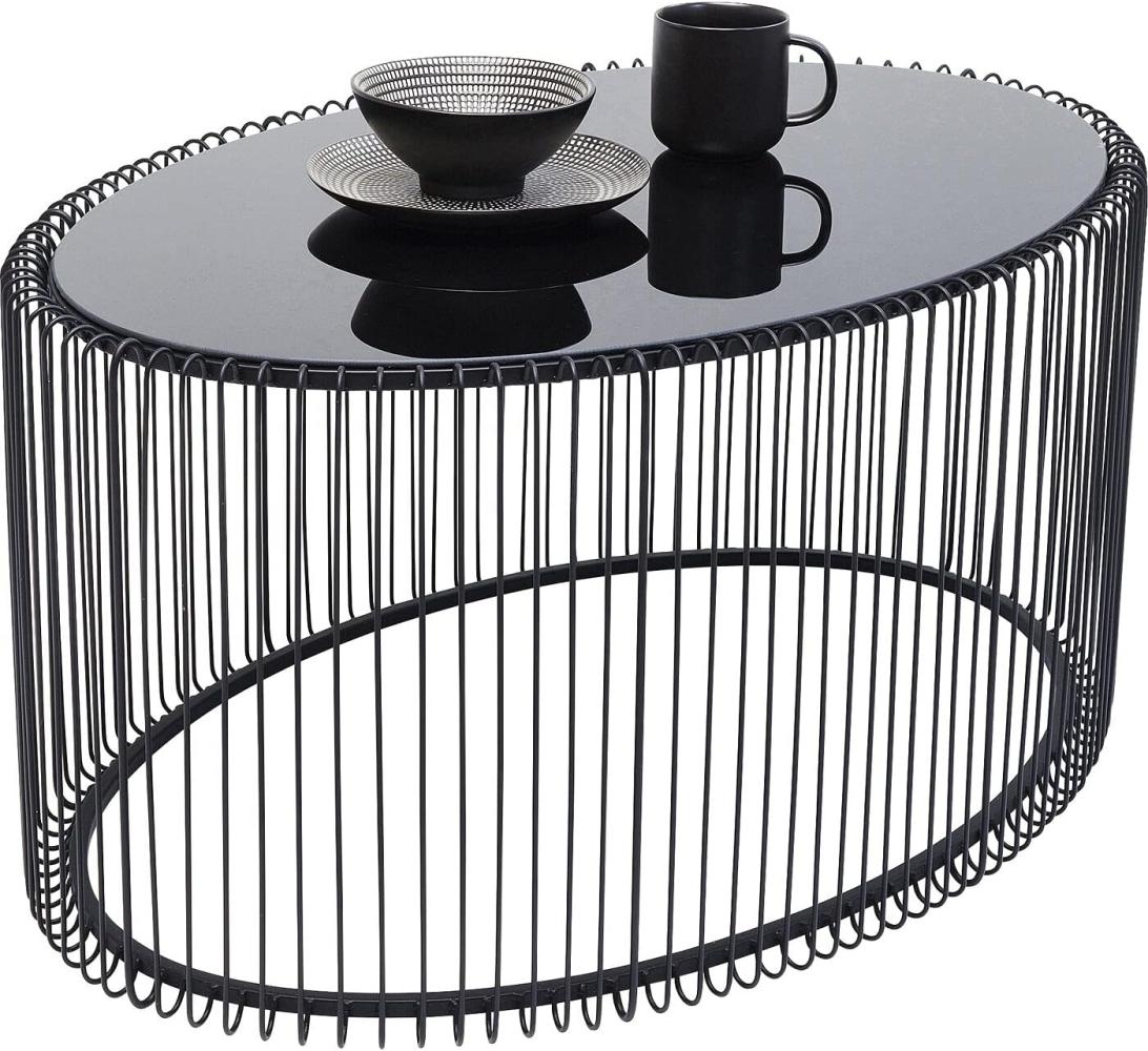 Kare Design Couchtisch Wire Uno Schwarz 60x90 cm, moderner Couchtisch in Ovaler Form mit Tischplatte aus Glas, (H/B/T) 40,5 x 90 x 60 cm Bild 1