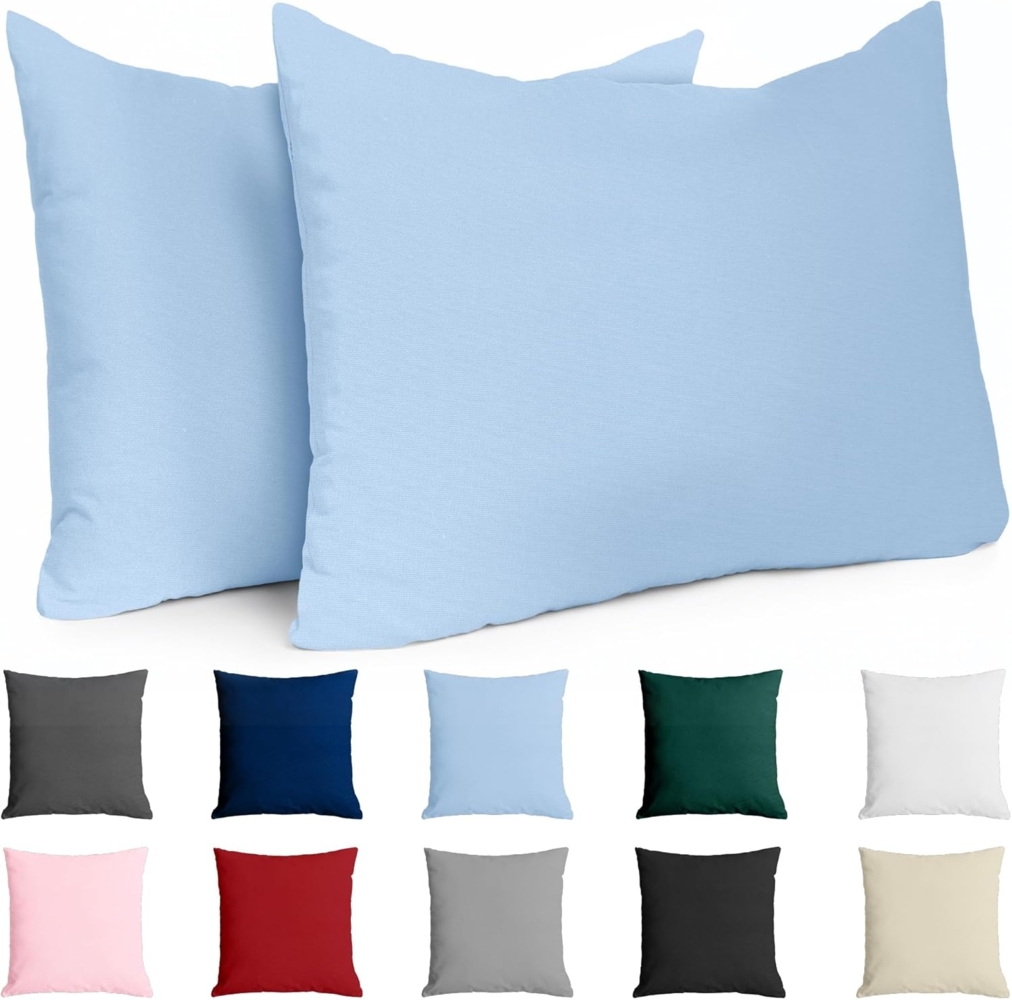 Dreamzie Kissenbezug 50x70 Renforcé Baumwolle (2er-Set) - Hellblau - Dicht gewebt mit 57 Fäden/cm² - Kissenbezug 70x50 cm - Oeko Tex Zertifiziert Bild 1