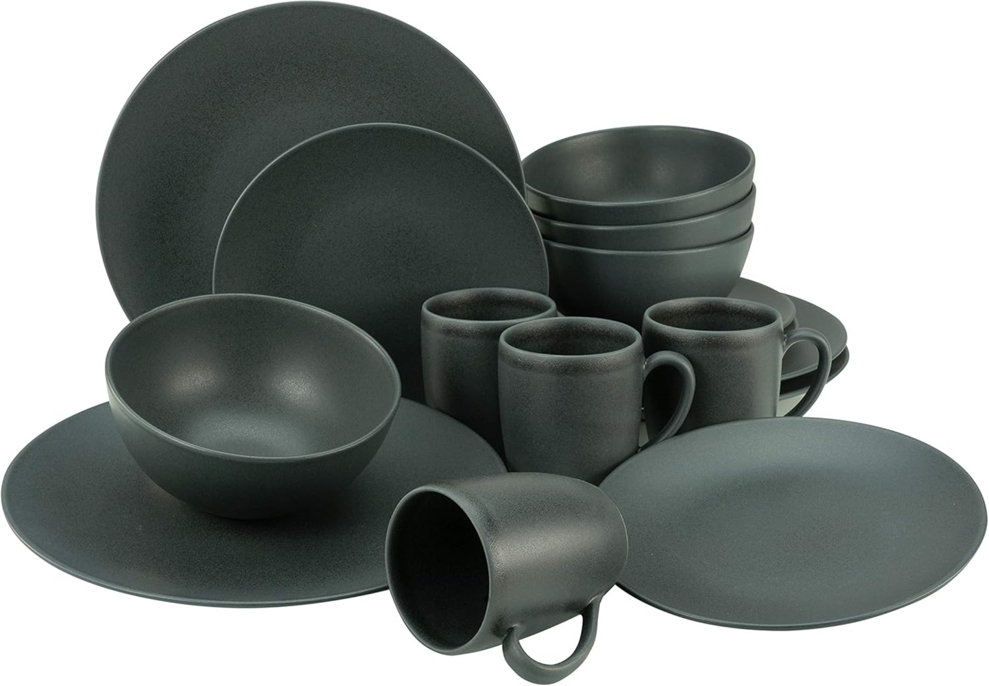 CreaTable 23145 Kombiservice Soft Touch Black für 4 Personen, Steinzeug, schwarz (1 Set, 16-teilig) Bild 1