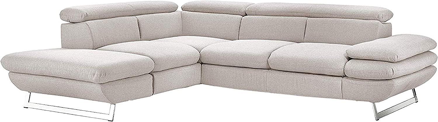 Mivano Ecksofa Prestige, Modernes Schlafsofa in L-Form mit Ottomane und Bettfunktion, Kopfstützen und Armlehne verstellbar, 265 x 74 x 223, Strukturstoff, beige Bild 1