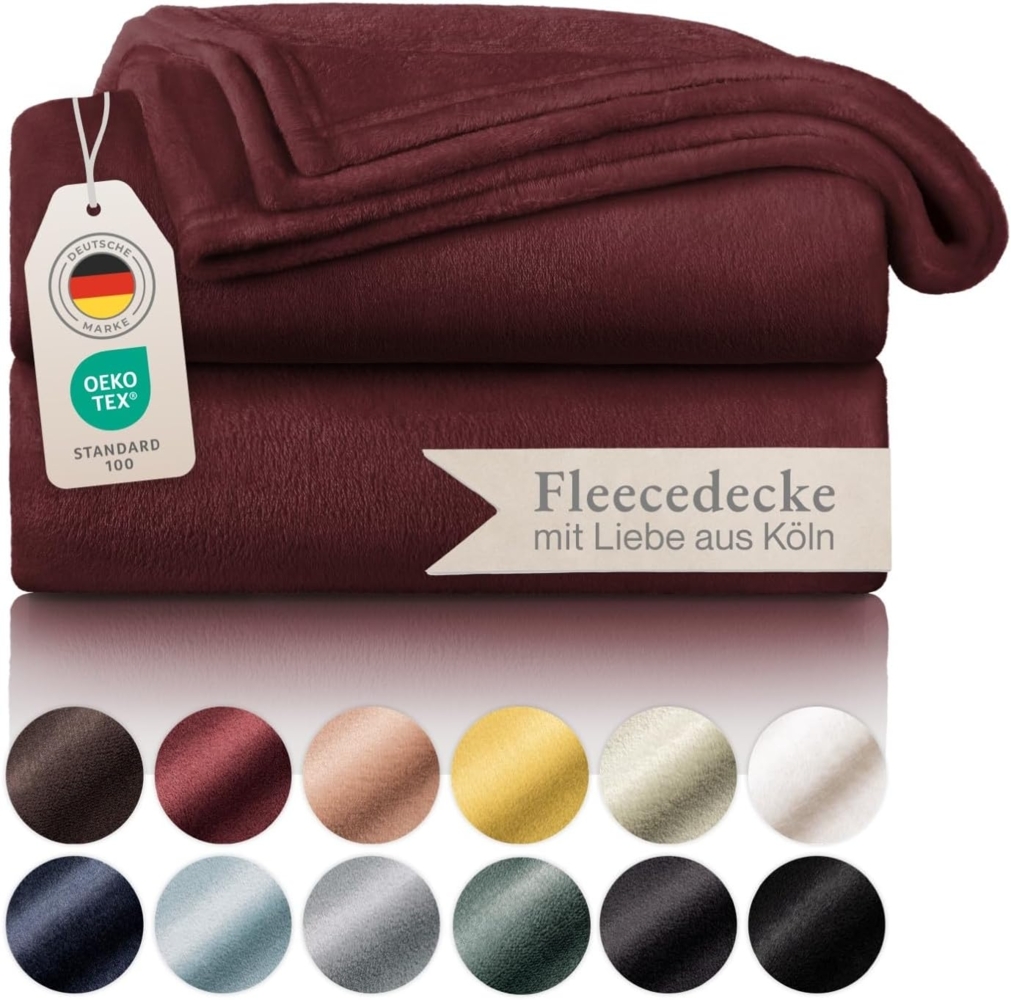 Blumtal Kuscheldecke aus Fleece - hochwertige Decke, Oeko-TEX® Zertifiziert in 220x240 cm, Kuscheldecke flauschig als Sofadecke, Tagesdecke oder Winterdecke, Dunkelrot Bild 1