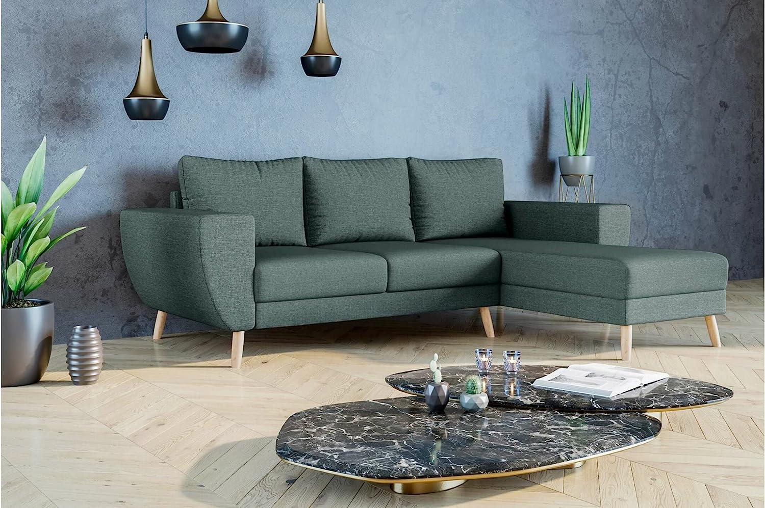 Stylefy Marco Ecksofa Strukturstoff LARS Grau Rechts Bild 1