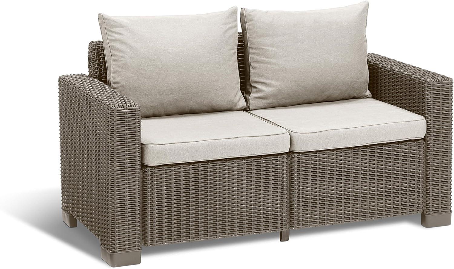 Allibert Lounge Sofa, Balkon, Lounge California Sofa in Cappuccino/Panama Sand, 141 x 68 x 72 cm, Lounge Sofa Rattan Bild 1