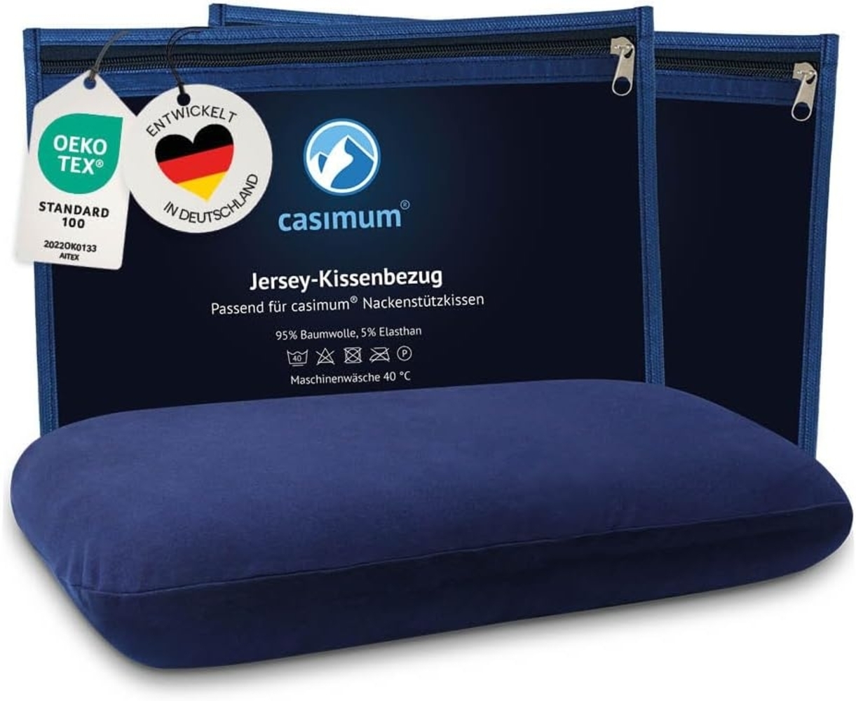 casimum Kissenbezug Comfort BLAU, Passend für Nackenstützkissen 70x40 cm, Doppelpack (2 Stk) Bild 1