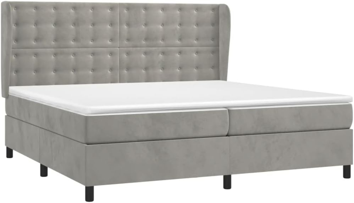 vidaXL Boxspringbett mit Matratze Hellgrau 200x200 cm Samt, Härtegrad: H2 [3129471] Bild 1
