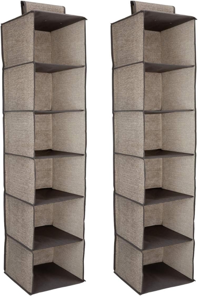 Navaris Hängeregal 2er Set Stoffregal für Kleiderschrank, 2x6 Fächer, 30 x 30 x 126 cm, 1-tlg. Bild 1