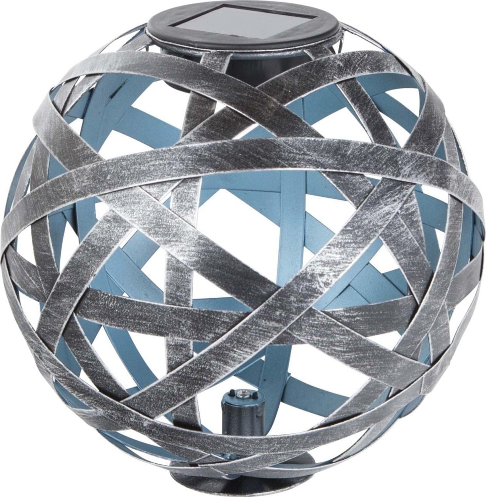 TrendLine LED Solarkugel silber-blau 18 cm mit Erdspieß Bild 1