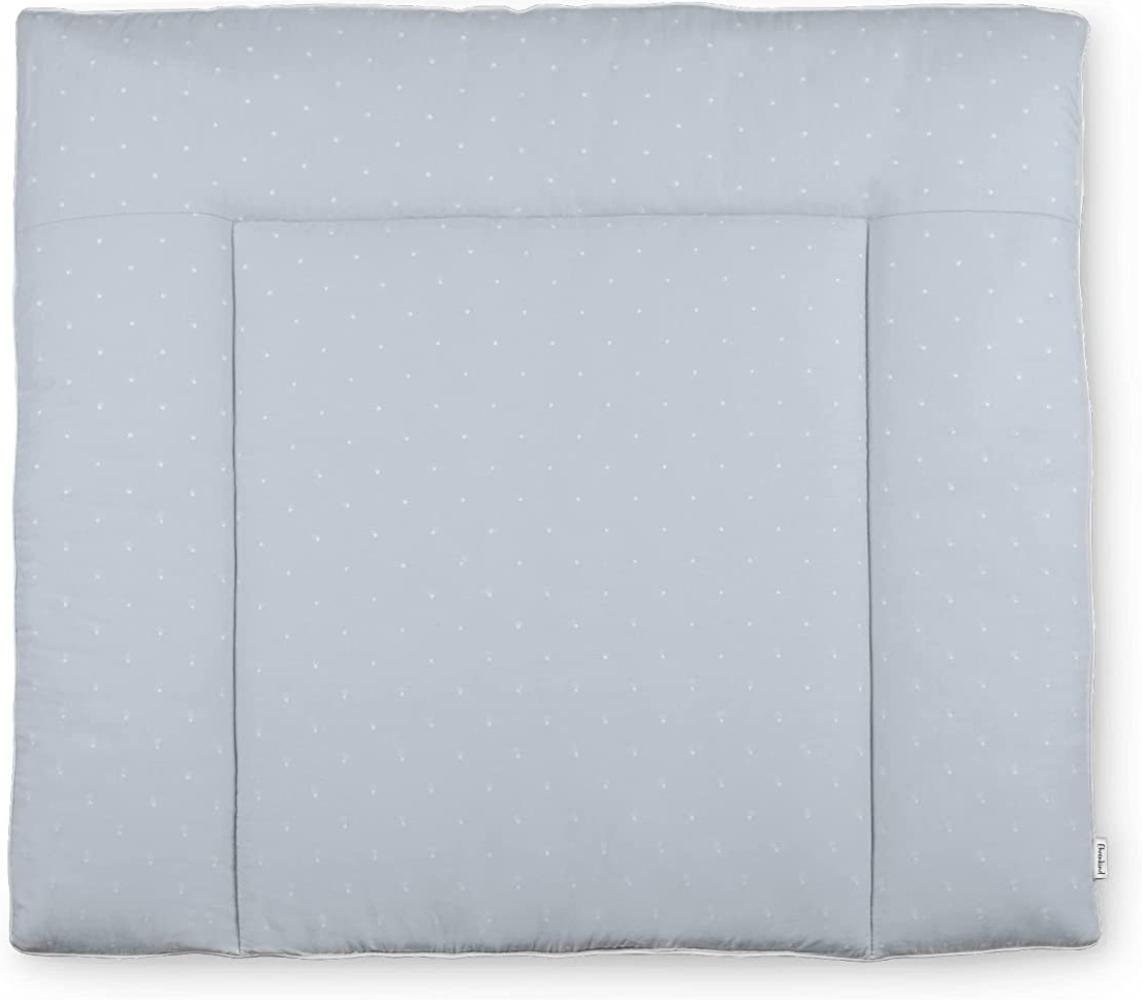 Ehrenkind® Wickelauflage 85x75 cm | Waschbar + 100% Bio-Baumwolle Bezug | Wickelunterlage | Wickeltischauflage | Standard 100 by OEKO-TEX 75x85cm Grau weiße Punkte Bild 1