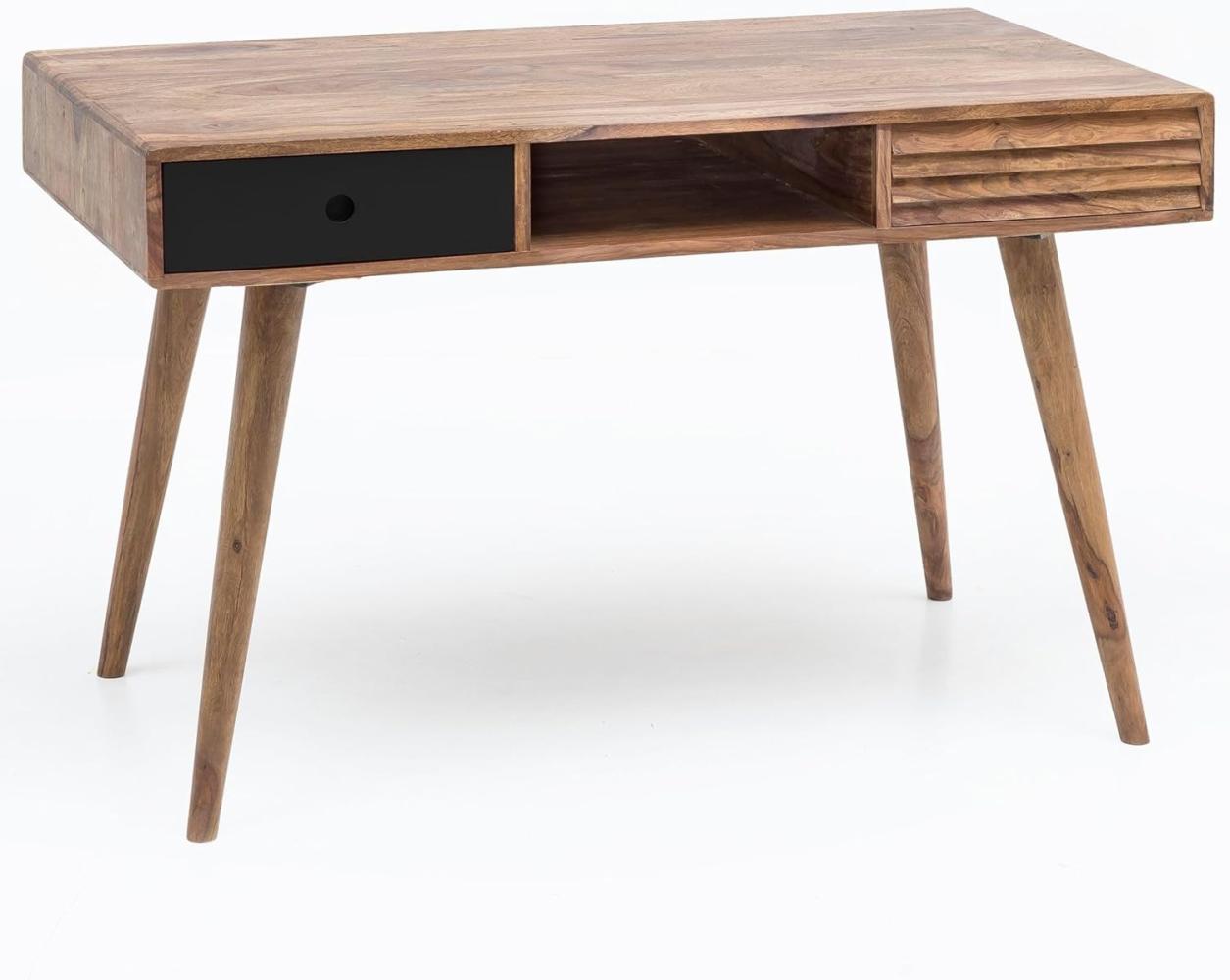 Wohnling Retro Schreibtisch Sheesham Massivholz 120 x 60 x 75 cm Bild 1