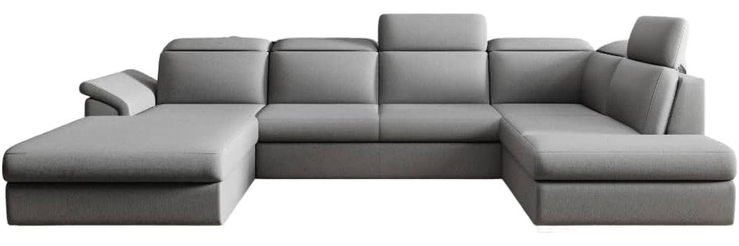 Designer Sofa Emiliano mit Schlaf- und Klappfunktion Stoff Grau Links Bild 1