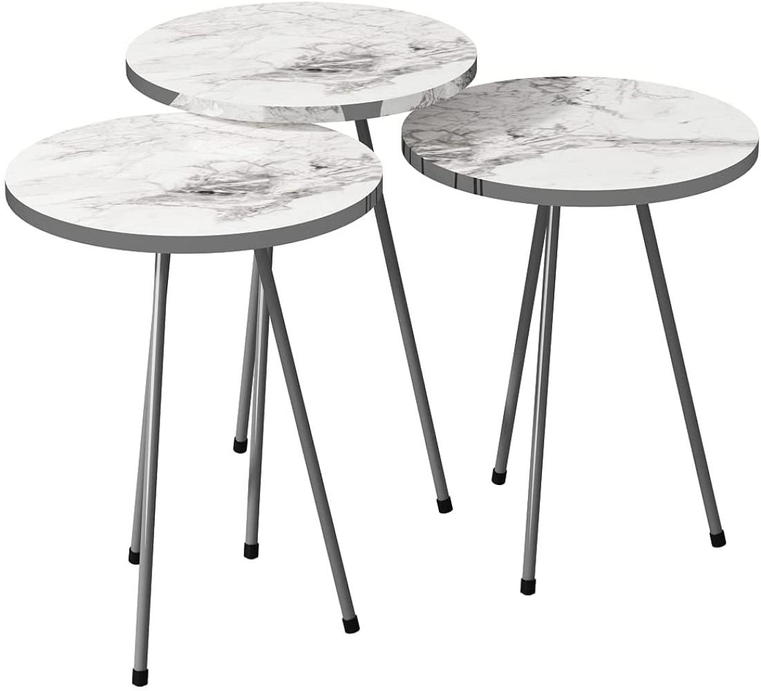 Beistelltisch 3er Set Marmoroptik Weiß 10696252 Bild 1