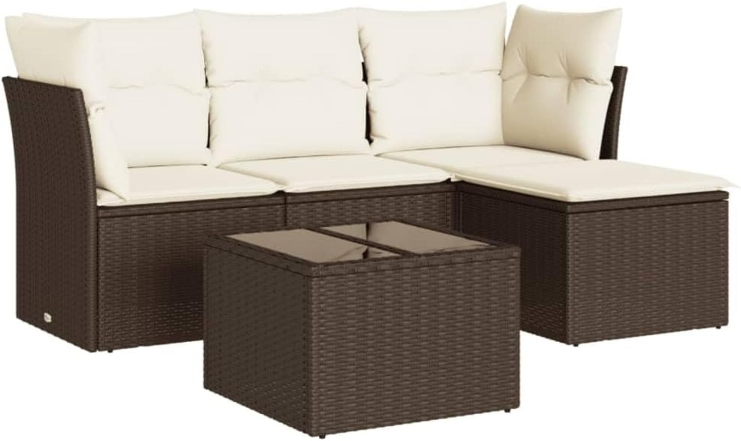 vidaXL 5-tlg. Garten-Sofagarnitur mit Kissen Braun Poly Rattan 3217553 Bild 1