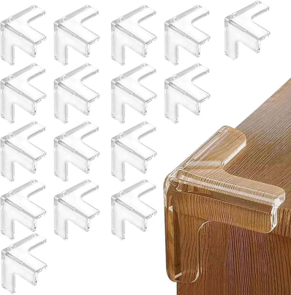 HoneyHolly Kantenschutz Baby, 16 Stück Weich, Eckenschutz Baby Kantenschutz Selbstklebend, Transparent Extra Starker Klebstoff, Eckenschutz für Schreibtisch, Kinderbett Esstisch (16T) Bild 1