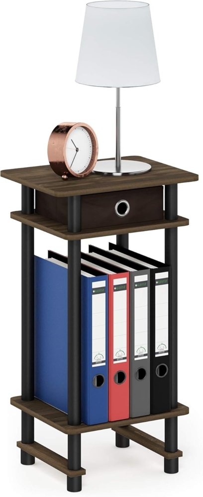 Furinno Hoher Beistelltisch mit Einschüben, Holz, Columbia Walnuss/Schwarz/Dunkelbraun, 29. 49x39. 5x70. 41 cm Bild 1