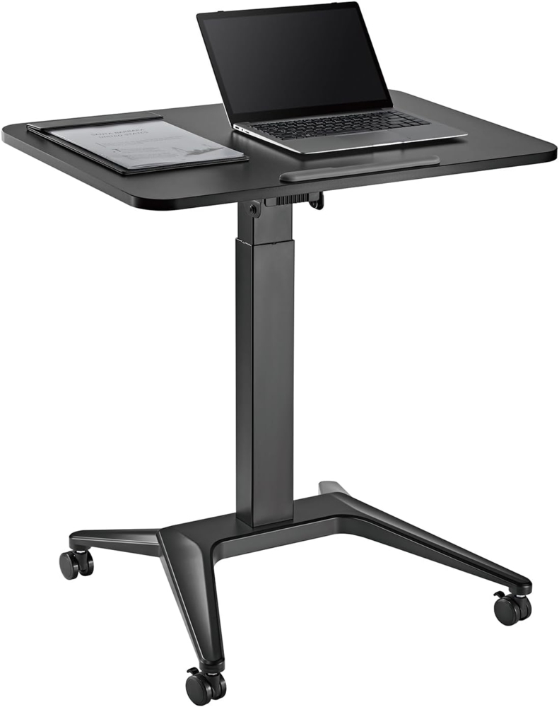 Maclean MC-453 Mobiler Laptop-Schreibtisch mit Pneumatischer Höhenverstellung Laptoptisch mit Rollen, 80x52 cm, max. 8 kg, Höhenverstellbar max. 109 cm (Schwarz) Bild 1