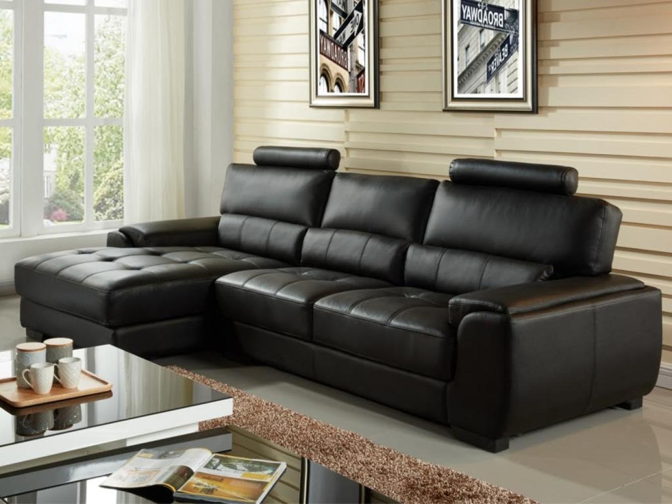 Ecksofa Leder METROPOLITAN II - Schwarz - Ecke Links Bild 1